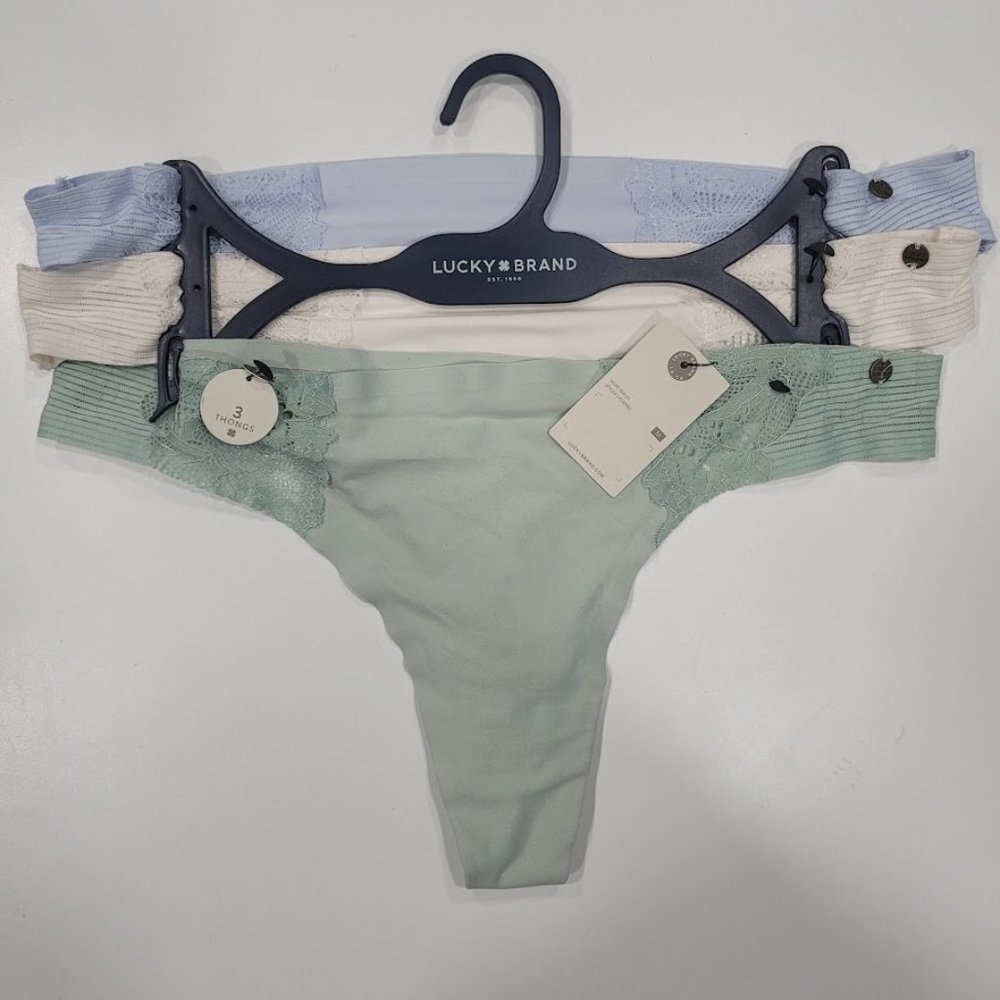 Lucky Brand Lace Trim Thongs Underwear  3-Pack
